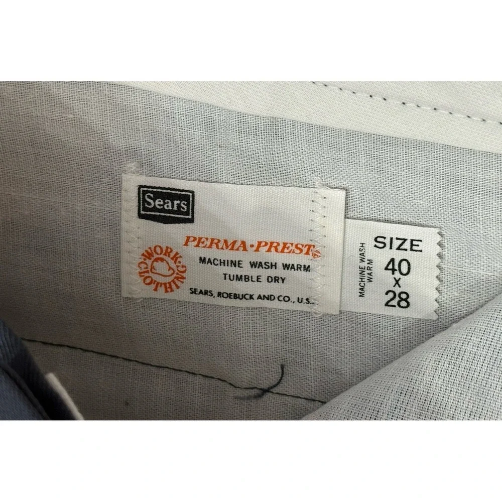 NOS VTG‎ 60s Sears Gray Workwear Perma Prest Pants 40x28 Dacron Talon Zip Luster